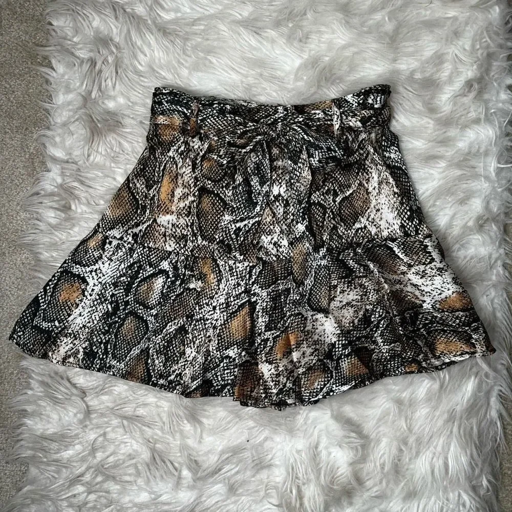 Zara Snake Print Micro Mini Skort Skirt